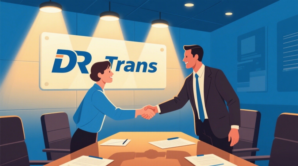 b2b 3pl provider selection meeting with client and DR Trans representative shaking hands”