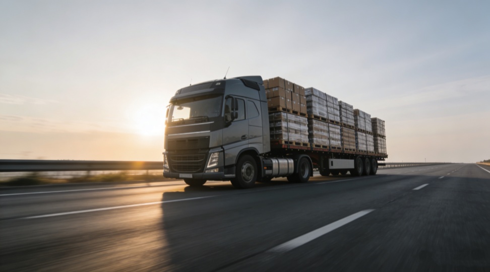 ltl-shipping-hero LTL shipping truck on highway carrying palletized freight - Less Than Truckload Freight hero image