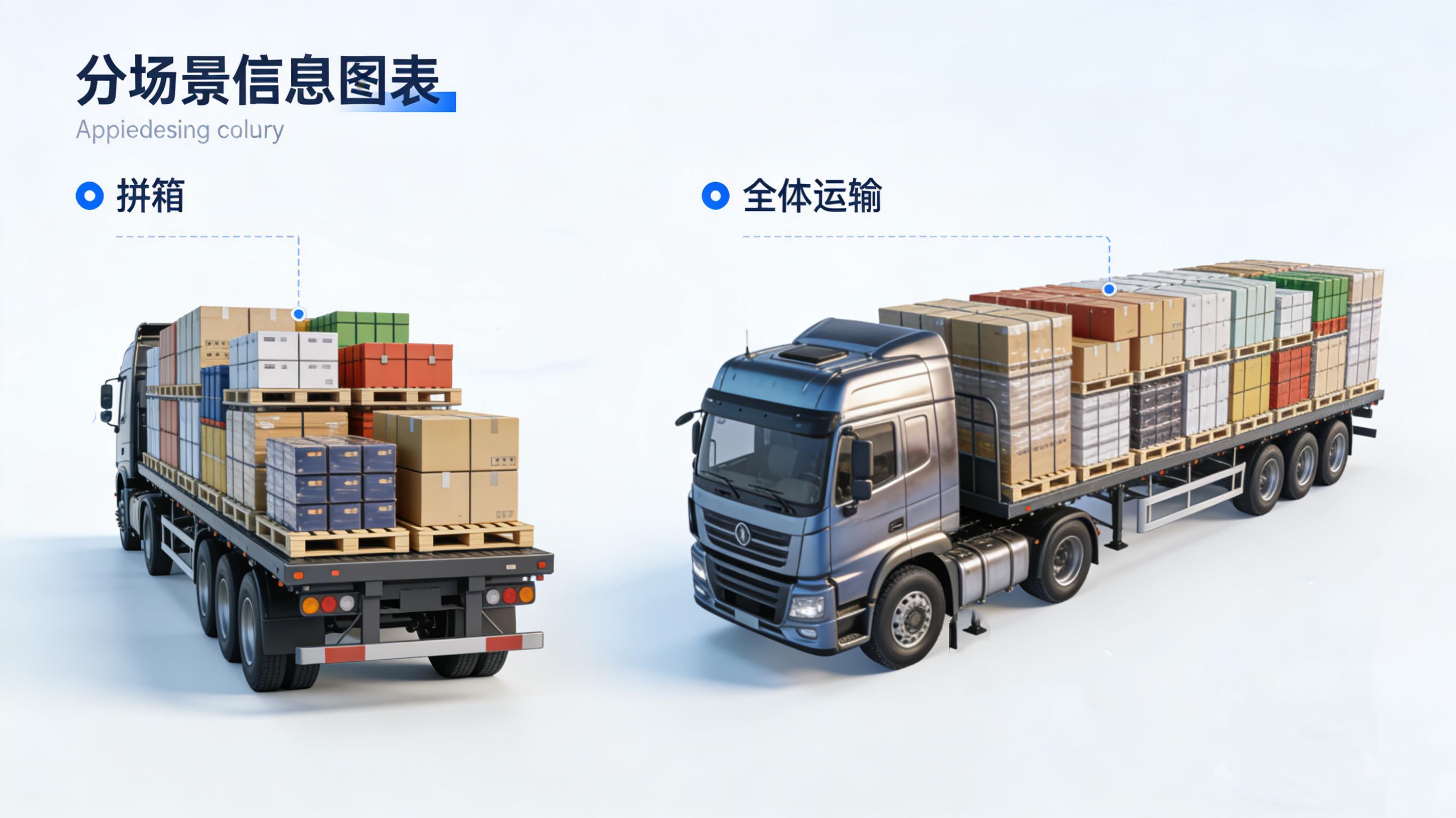 ltl-vs-ftl Visual comparison of LTL shipping (shared pallets) versus FTL full truckload - LTL Shipping vs FTL Shipping